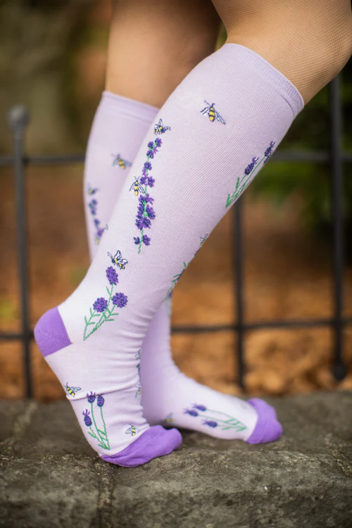 Bees and Lavender Stretch It Knee High - Image 4