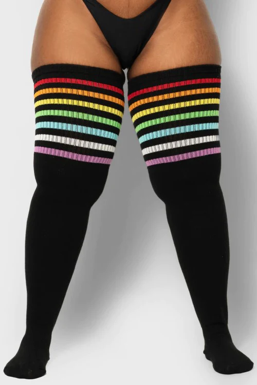 Black Rainbow Top Thunda Thigh Highs - Image 2