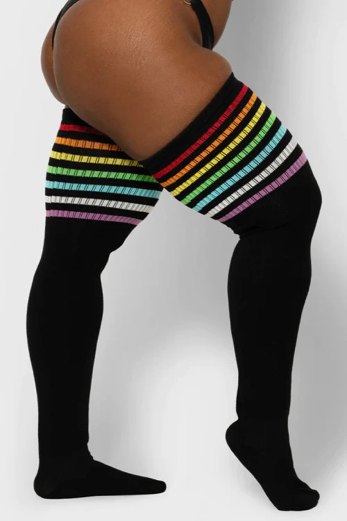 Black Rainbow Top Thunda Thigh Highs - Image 3