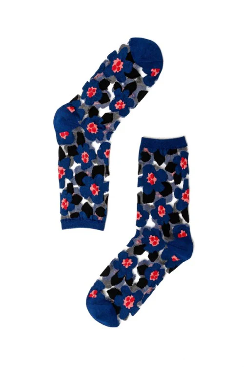 Bold Blue Floral Sheer Crew - Image 8