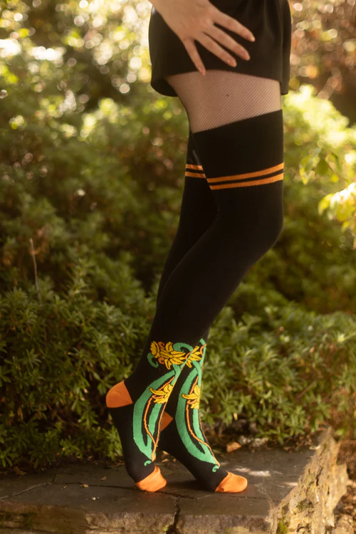 XL Foot Botanical Nouveau Thigh High Socks - Image 10