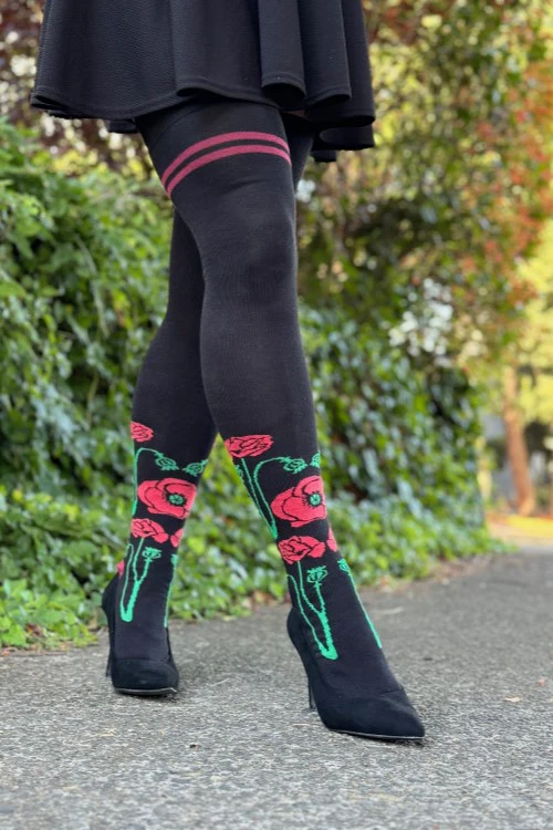 XL Foot Botanical Nouveau Thigh High Socks - Image 11