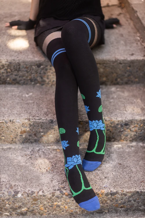 XL Foot Botanical Nouveau Thigh High Socks - Image 3