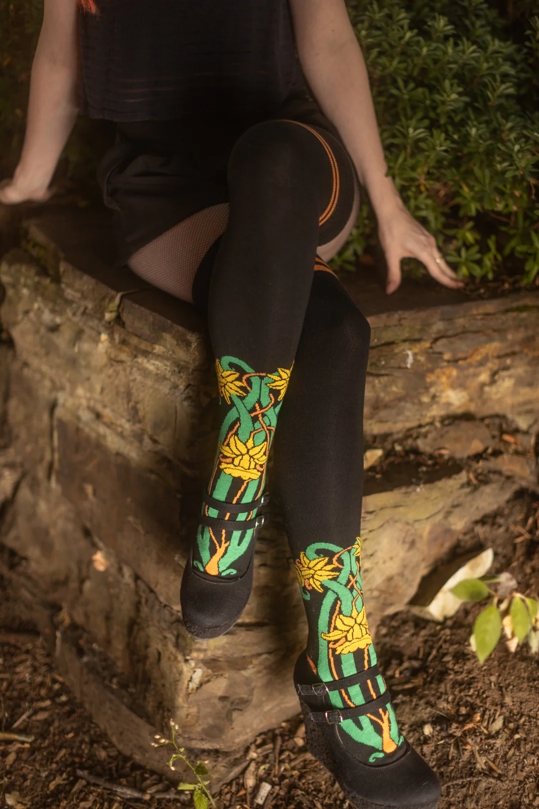XL Foot Botanical Nouveau Thigh High Socks - Image 8