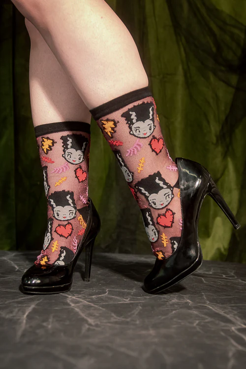 Bride of Frankenstein Shimmer Sheer Crew - Image 2