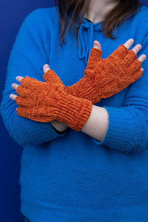 Chenille Fingerless Gloves - Image 2