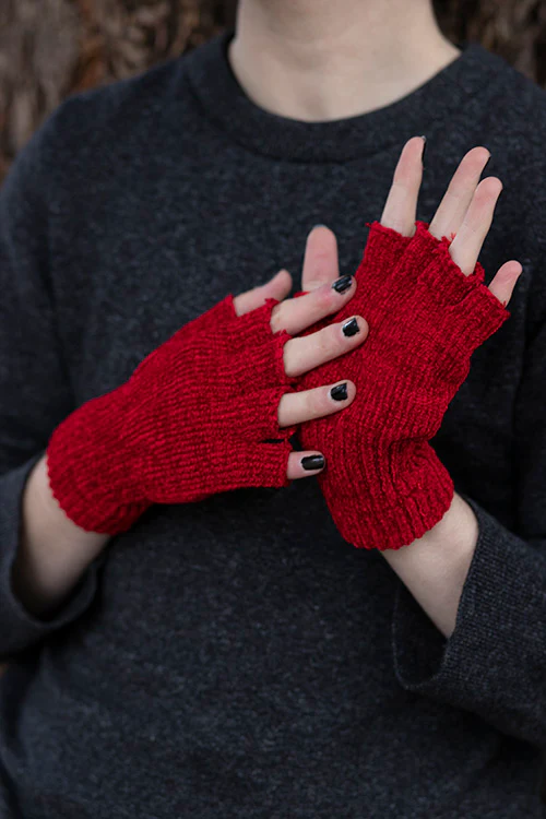 Chenille Fingerless Gloves - Image 5