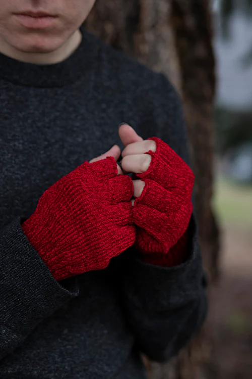 Chenille Fingerless Gloves - Image 6