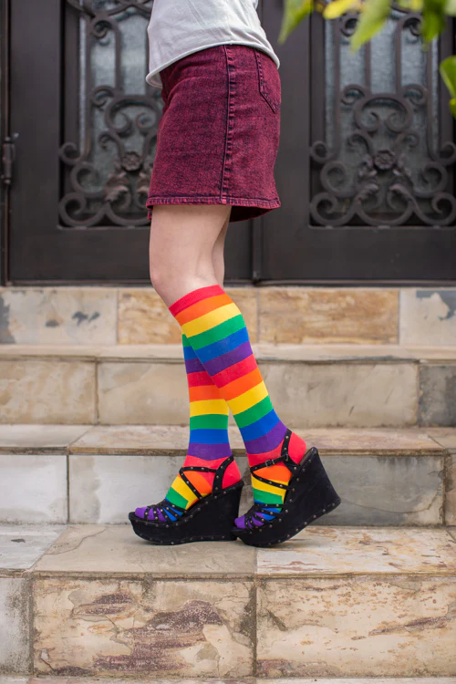 Classic Rainbow Striped Knee High - Image 3
