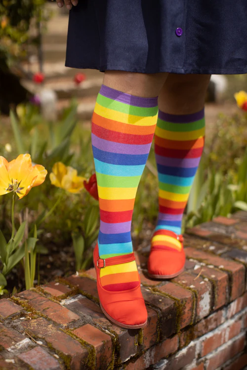 Curvy Rainbow Stripes Knee High - Image 3