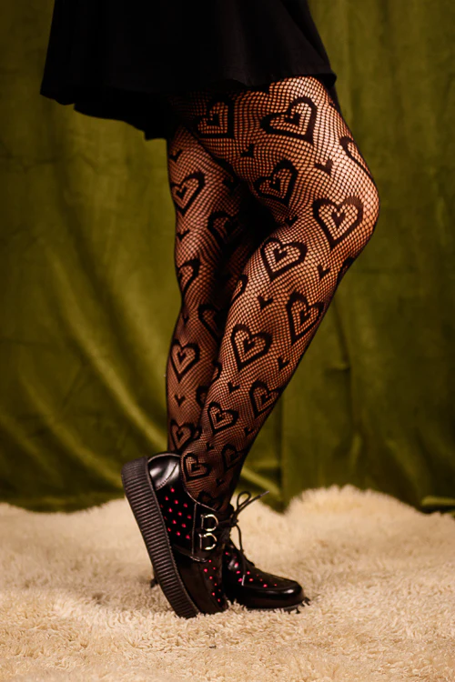 Double Heart Net Tights - Image 2