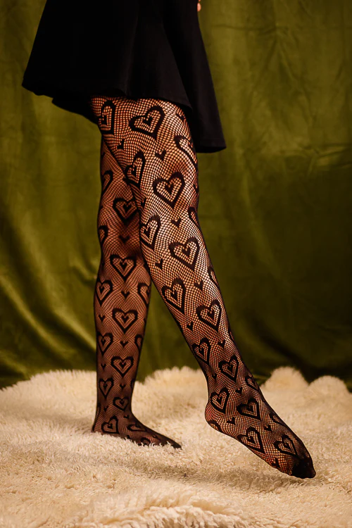 Double Heart Net Tights - Image 3