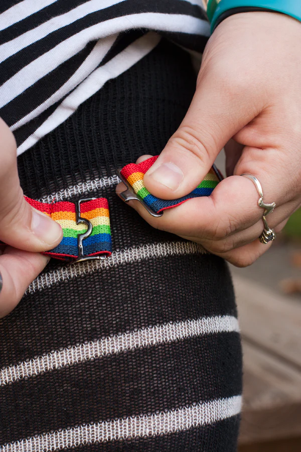 Extra Long Simply Adjustable Rainbow Sock Garters - Image 3