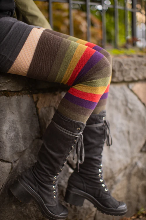 Longer Autumn Stripes Extraordinary Thigh High - Image 4