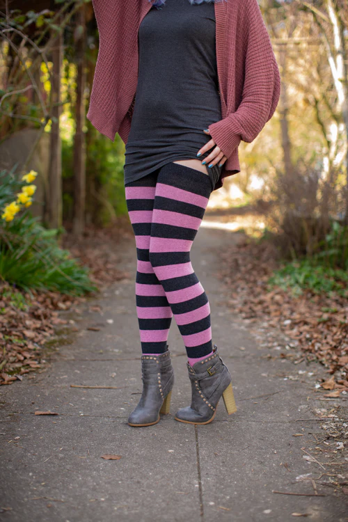 Longer Striped Extraordinary Thigh High Socks - Image 29