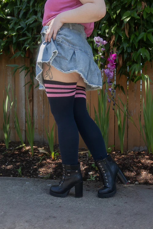 Longer Cotton Top-Striped Extraordinary Thigh High - Image 17