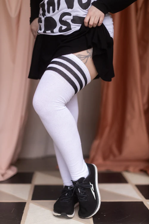 Longer Cotton Top-Striped Extraordinary Thigh High - Image 22