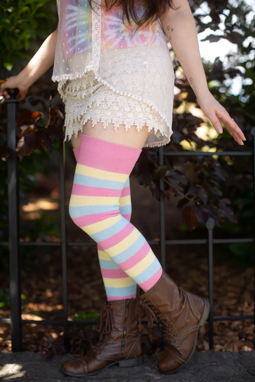 Pride Stripes Extraordinary Thigh High Socks - Image 34