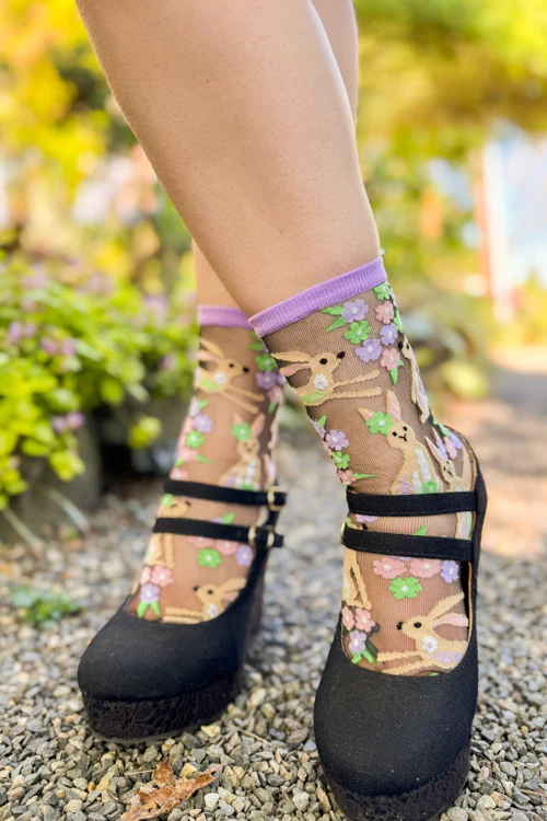 Floral Rabbit Sheer Crew - Image 7