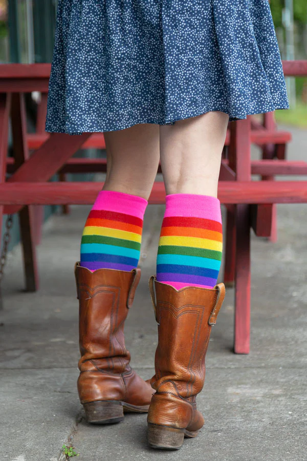 Gilbert-Baker Rainbow Pride Stripes Knee High Socks - Image 4