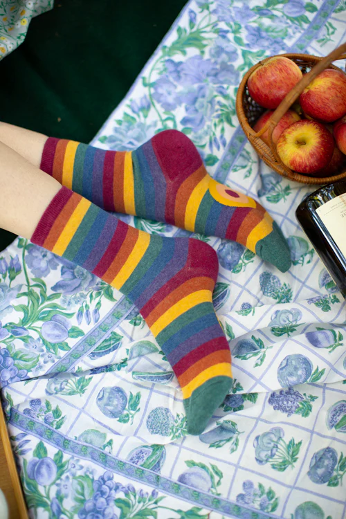 Heather Rainbow Striped Crew