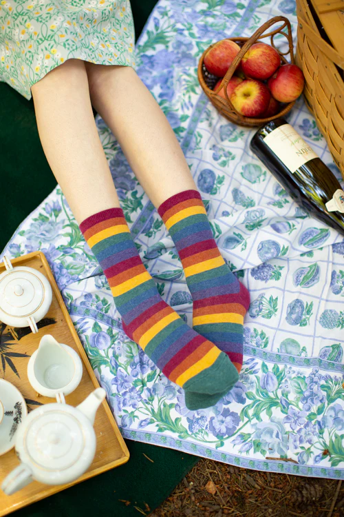 Heather Rainbow Striped Crew - Image 2