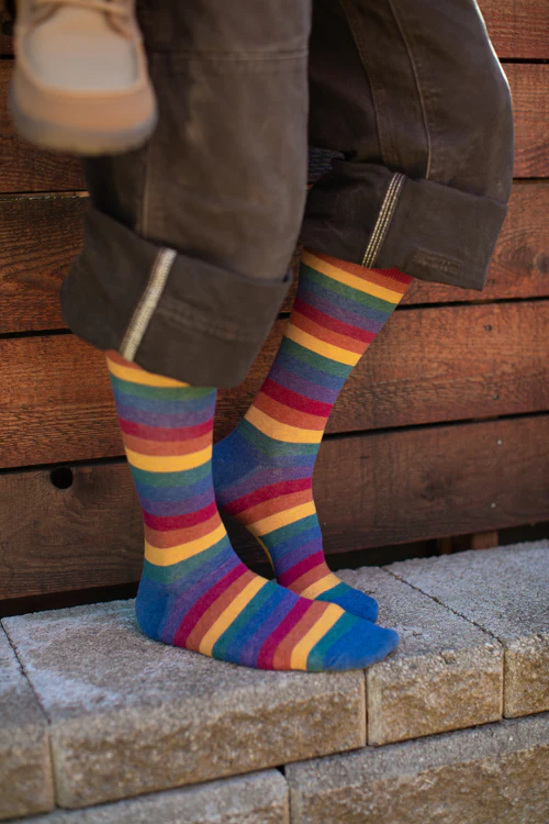 Heather Rainbow Striped Crew - Image 4