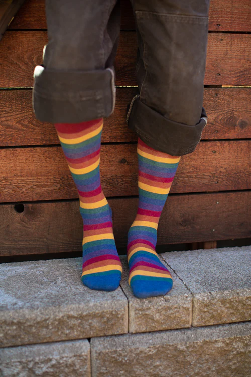 Heather Rainbow Striped Crew - Image 5