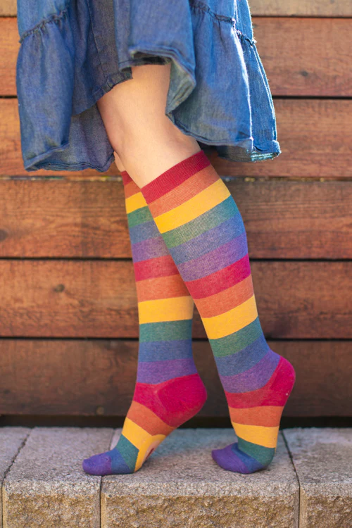 Heather Rainbow Striped Knee High - Image 2