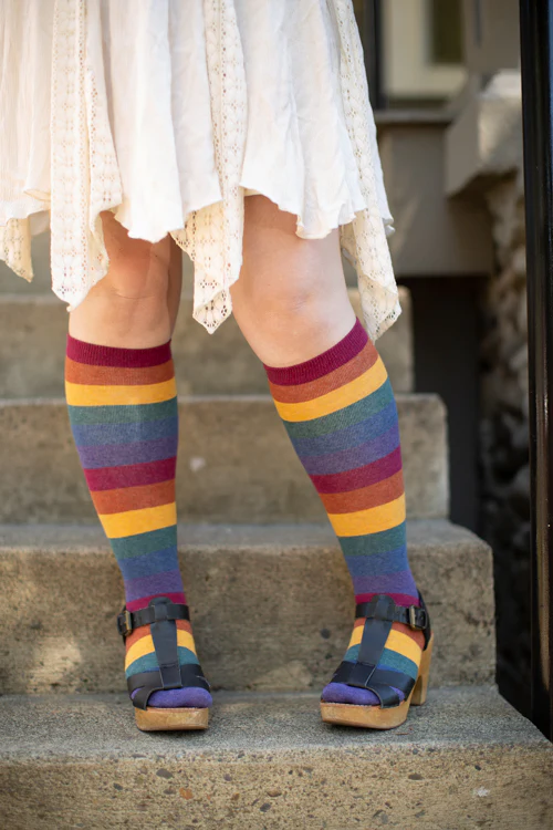 Heather Rainbow Striped Knee High - Image 3