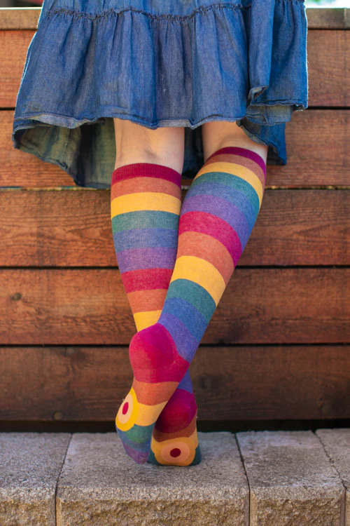 Heather Rainbow Striped Knee High - Image 4