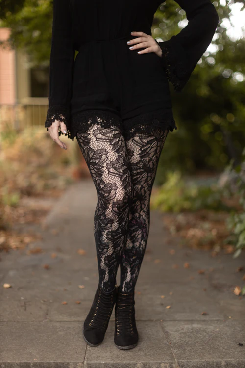 Illustrated Flora Net Tights - Image 5