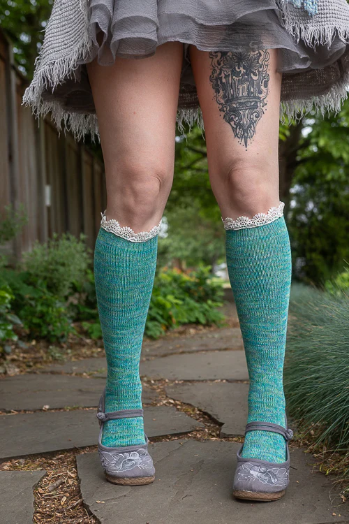 Lace Twisted Yarn Knee High Bootsock - Image 10