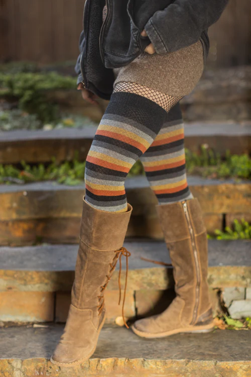 Longer Desert Sunset Stripes Extraordinary Thigh High Socks - Image 3
