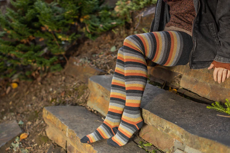 Longer Desert Sunset Stripes Extraordinary Thigh High Socks - Image 7