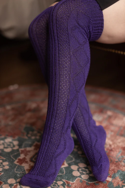 Longer Diamond Rib Knee Socks - Image 6