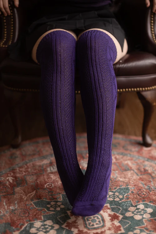Longer Diamond Rib Knee Socks - Image 8