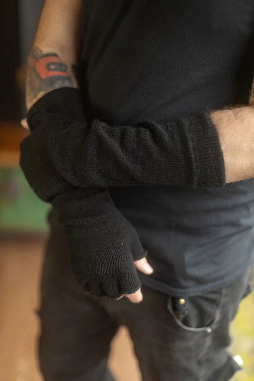 Longer Knit Fingerless Gloves - Image 11