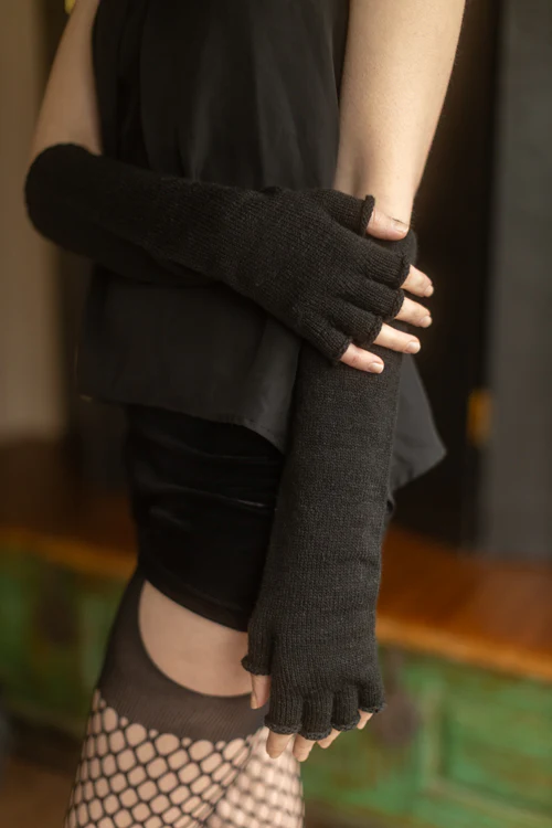 Longer Knit Fingerless Gloves - Image 12
