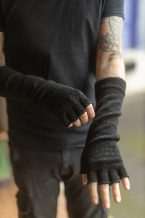 Longer Knit Fingerless Gloves - Image 13