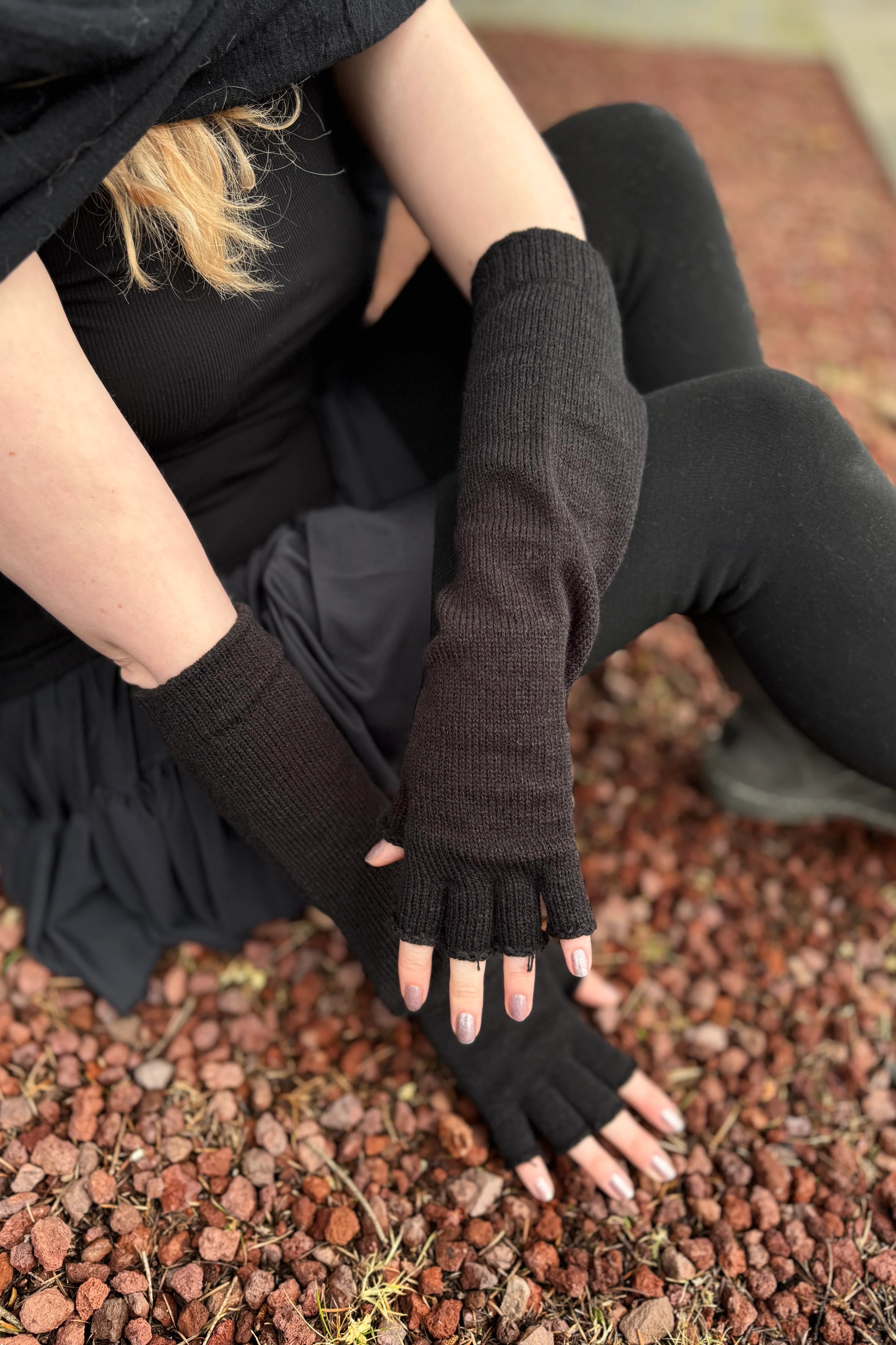 Longer Knit Fingerless Gloves - Image 14