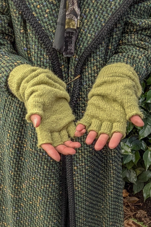 Longer Knit Fingerless Gloves - Image 2