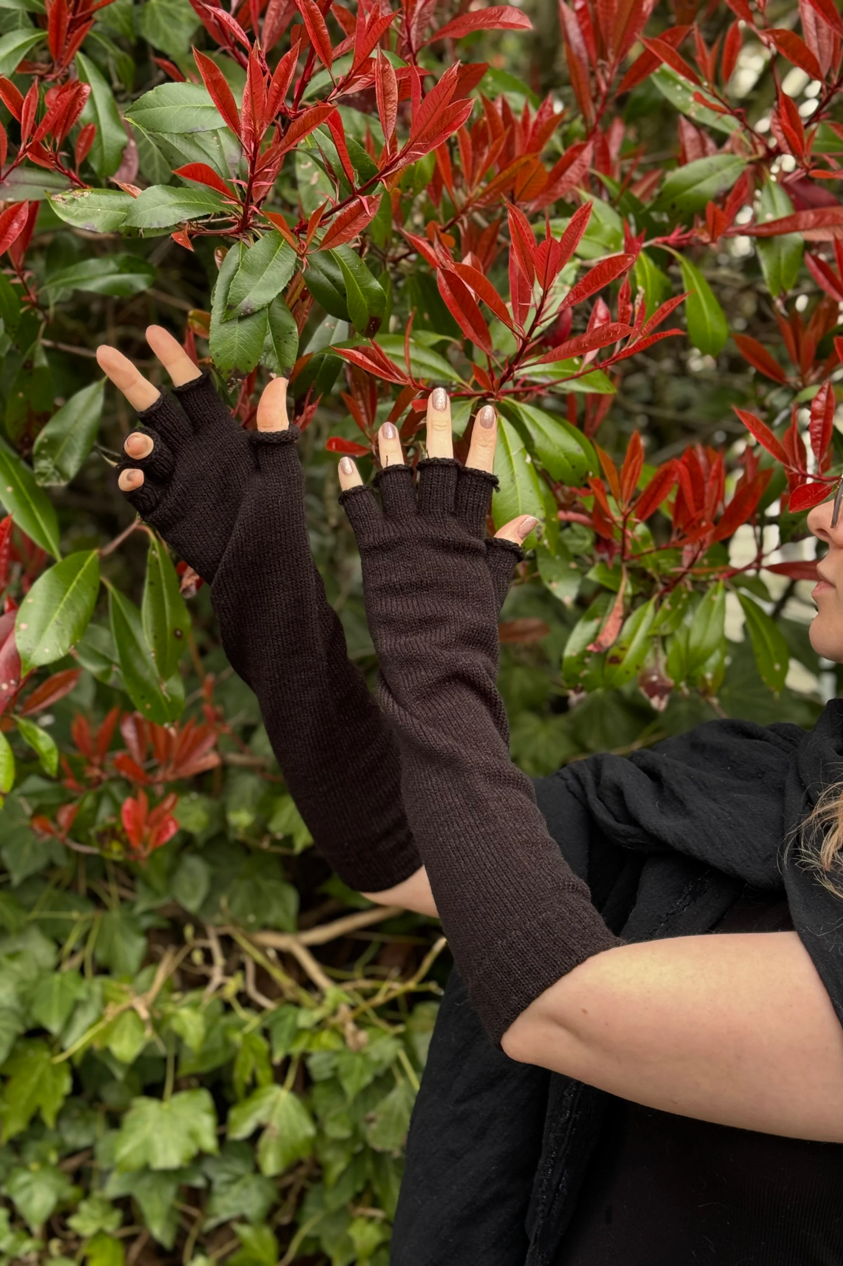 Longer Knit Fingerless Gloves - Image 9