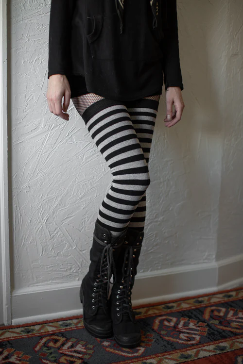 M Stripes Thigh High Socks - Image 3