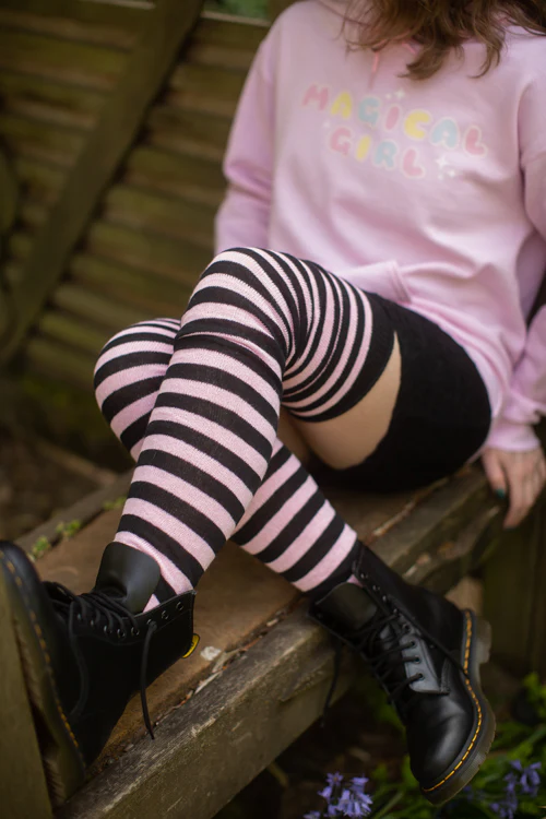 M Stripes Thigh High Socks - Image 8