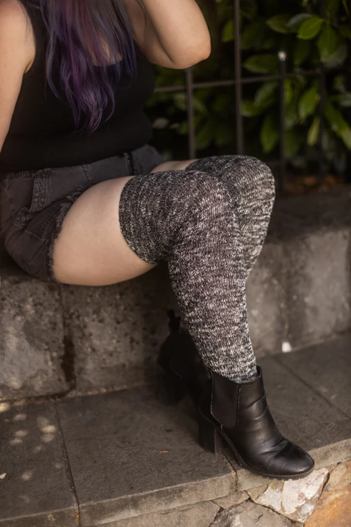 Marled Scrunchable Thigh High Socks - Image 3