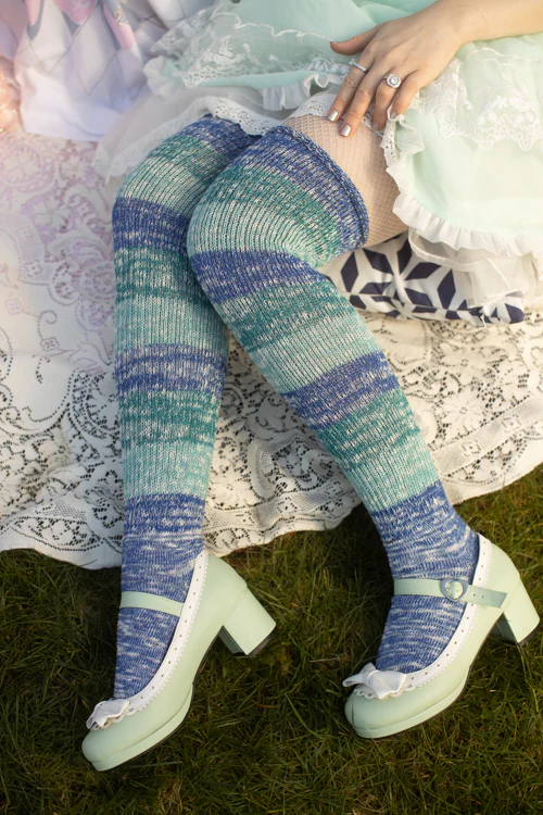 Marled Stripe Knee Socks - Image 3
