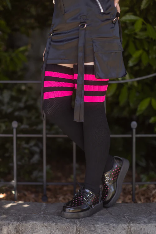 Neon Power Stripe Thigh High Socks - Image 11