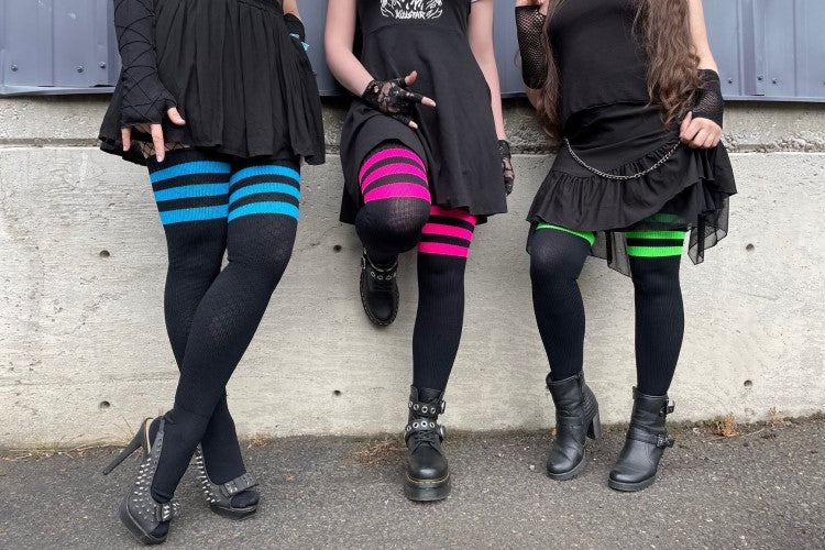 Neon Power Stripe Thigh High Socks - Image 16