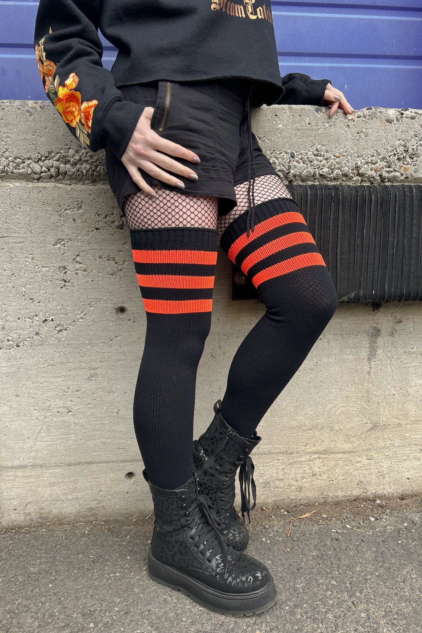 Neon Power Stripe Thigh High Socks - Image 9